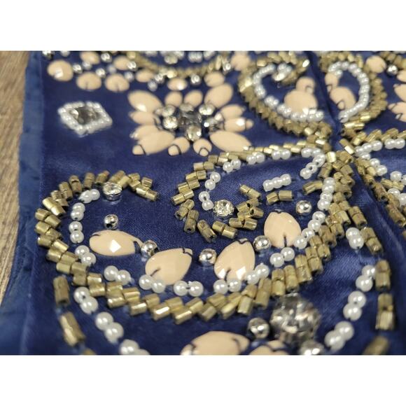 Rachel Allan Hand-Beaded Navy Blue Satin 2 Piece Prom Dance Dress Size 12 - Picture 11 of 13